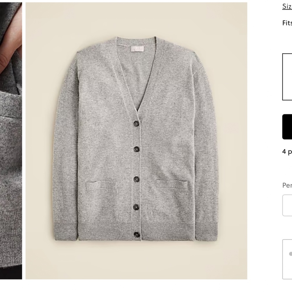 J. Crew Cashmere relaxed cardigan sweater GREY Size Medium